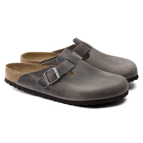 Birkenstock Boston Soft Footbed Oiled Leather Clog Iron Sz 42 M (9), W (11-11.5) - Picture 1 of 4
